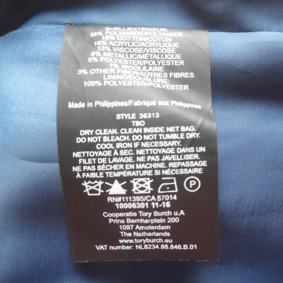 Tory Burch Tweed Red Blue Ribbon Sleeveless Metallic Career Work Shift Dress XS - Picture 10 of 10